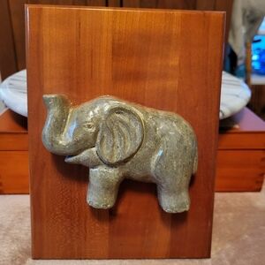 Elephant Wall Art on Wooden Plaque